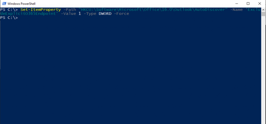 Powershell excludeexplicitO365endpoint